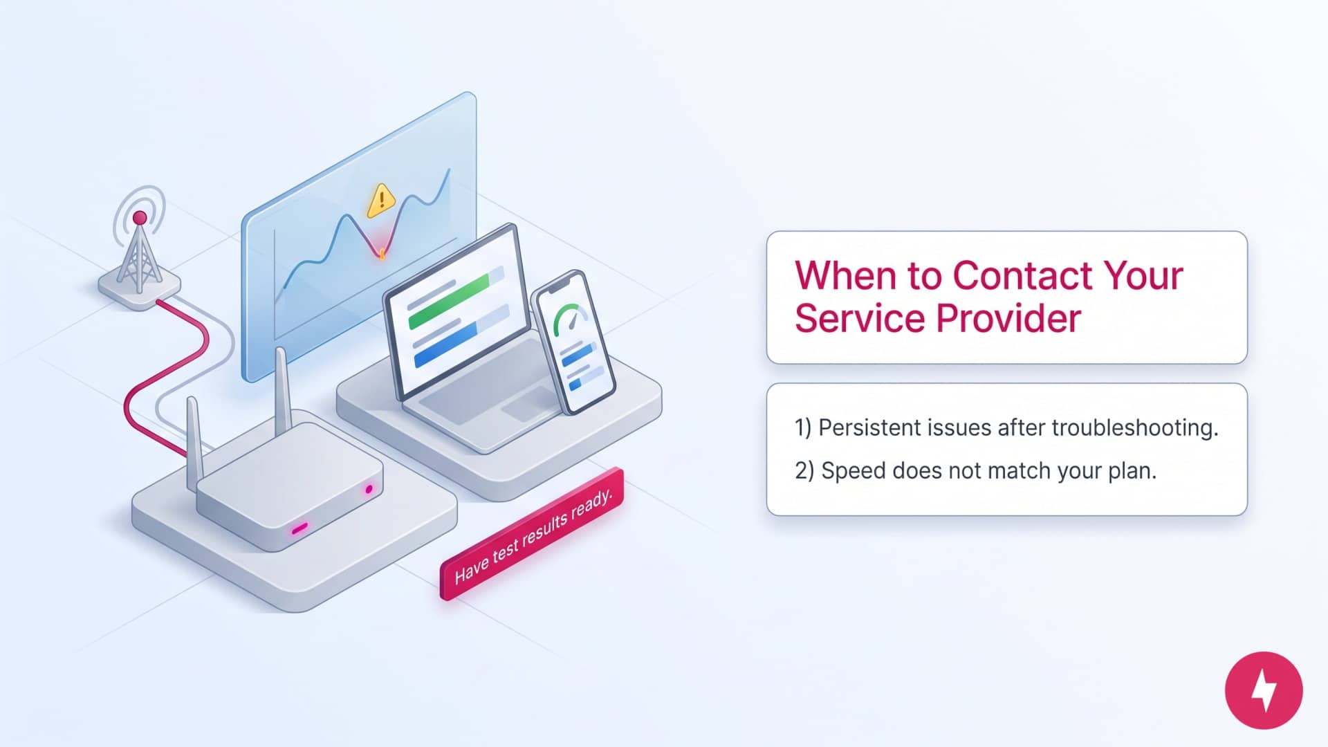 An illustration of a router and devices showing when to contact your internet service provider.