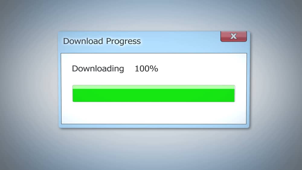Download pop-up displaying green progress bar