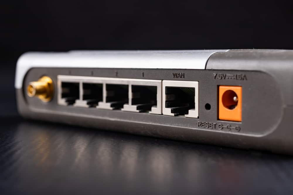 Modem ports with no wires or power cable connected