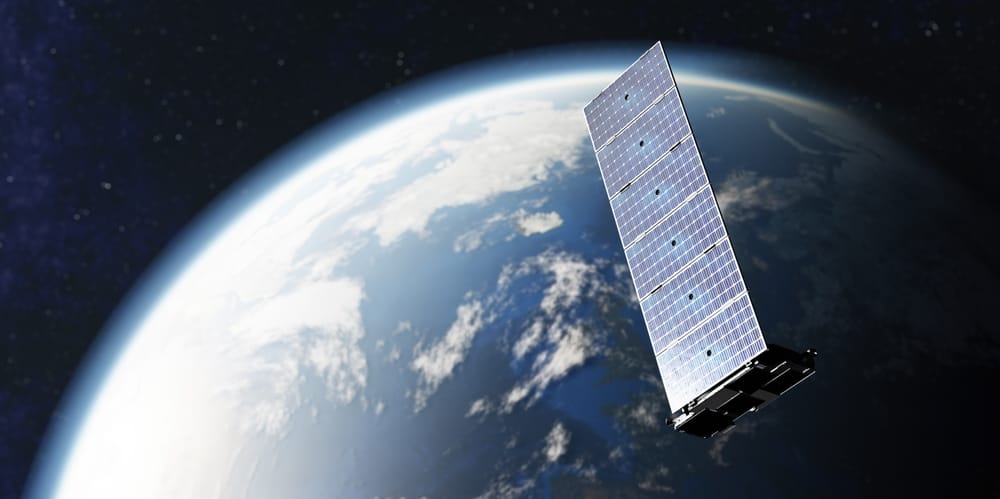 Starlink satellite orbiting Earth in space