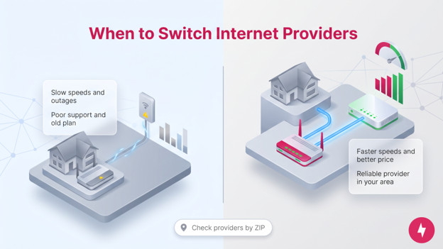  An infographic showing the contrast between poor and good internet service providers.
