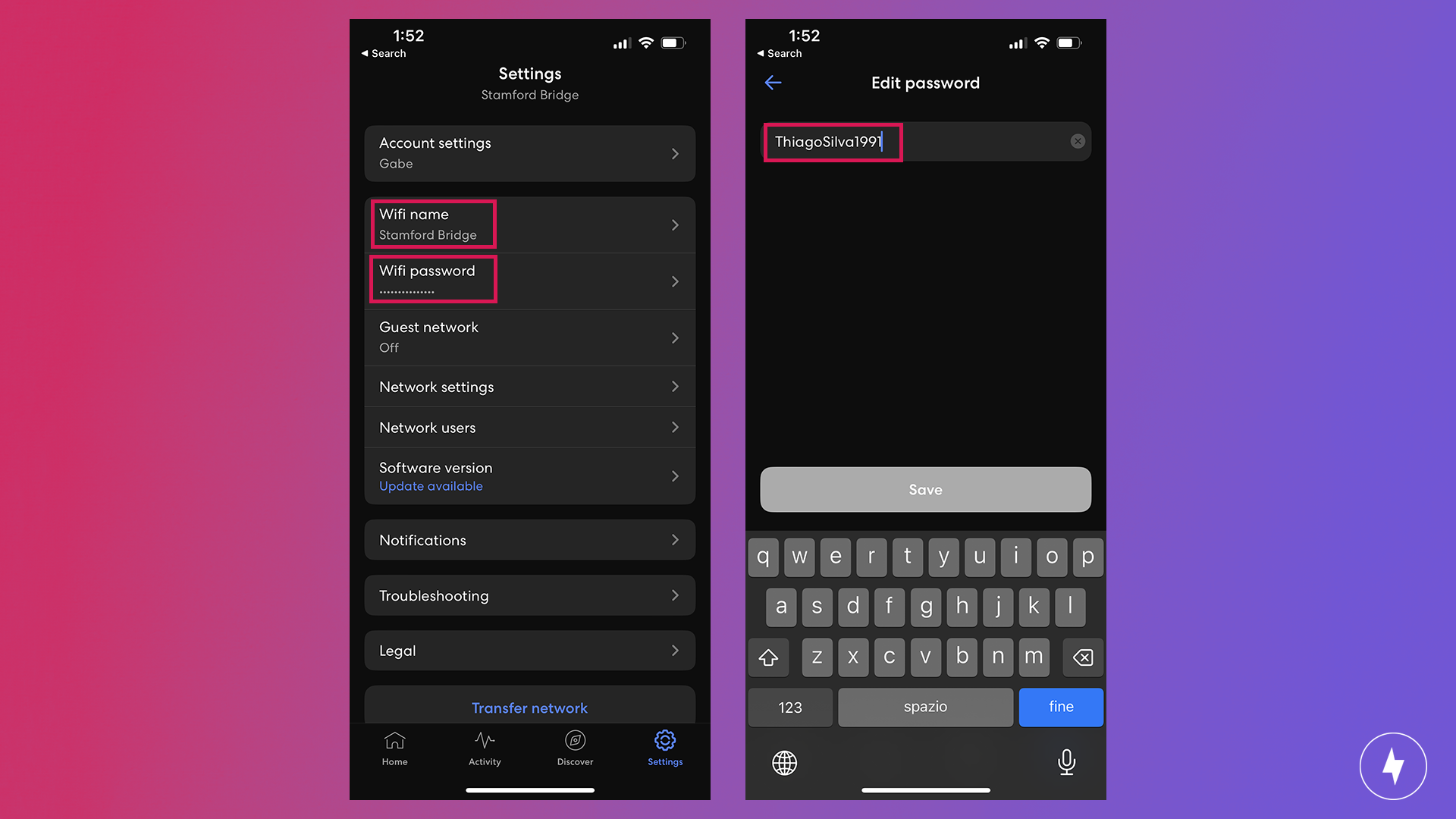 Screenshot of eero app Wi-Fi settings