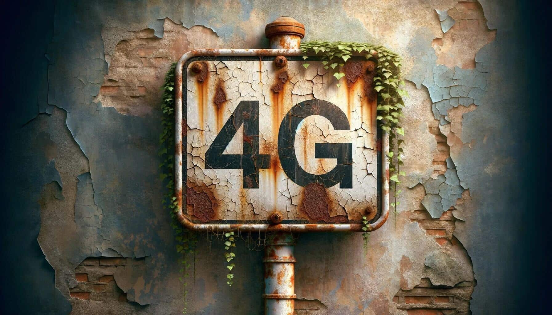 Decaying sign with the words “4G” on it