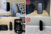 Photo collage of what to do and not do when placing a router