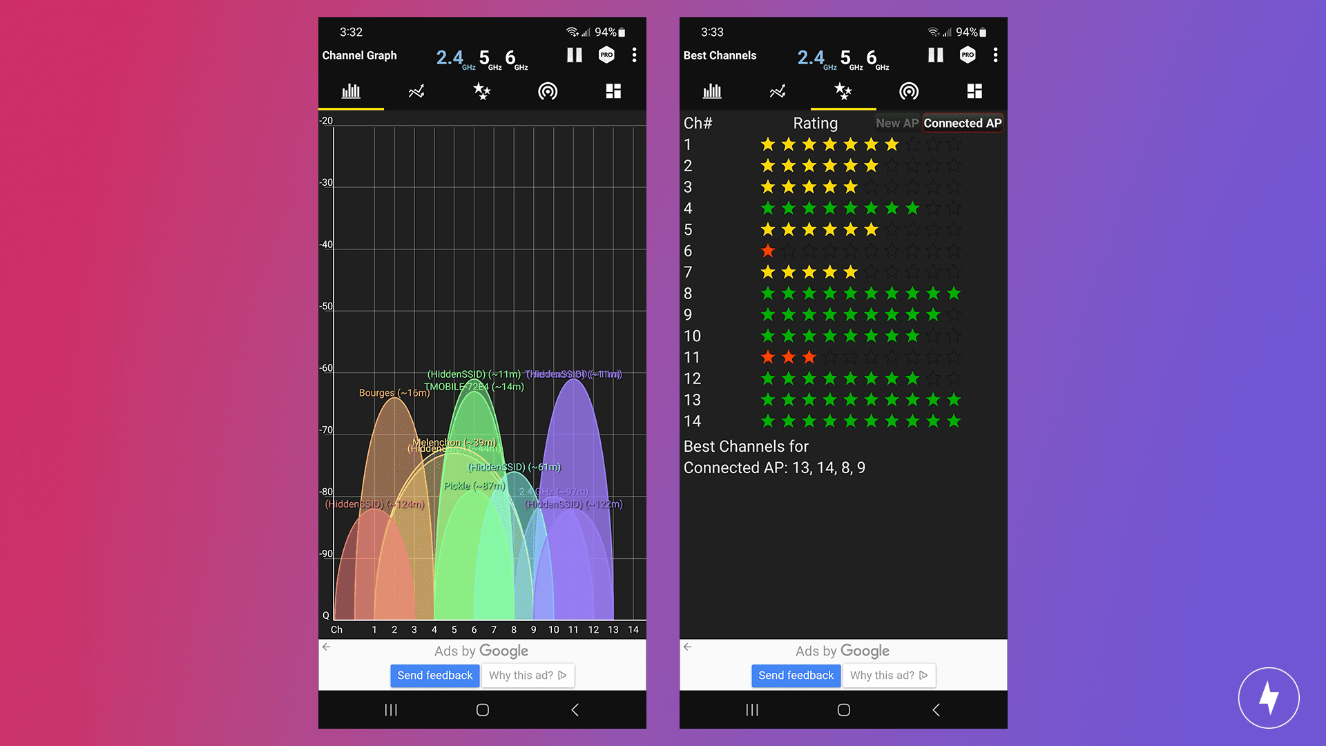 Screenshots of WiFi Analyzer for Android