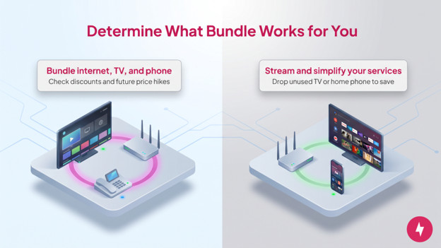  Comparison graphic showing service bundling versus streaming and simplifying services.