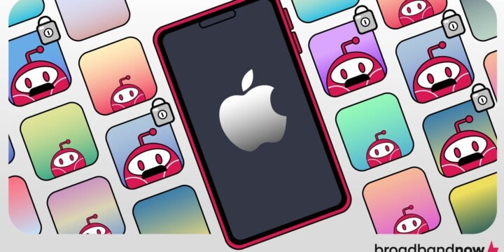 A graphic design image of character mascots appearing in apps surrounding an iPhone.