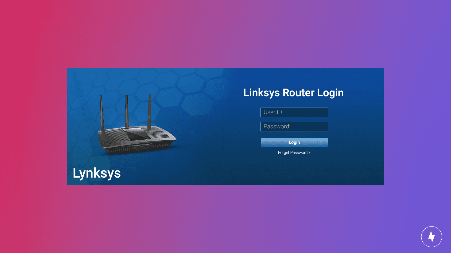 Screenshot of a Linksys router login screen for the admin dashboard