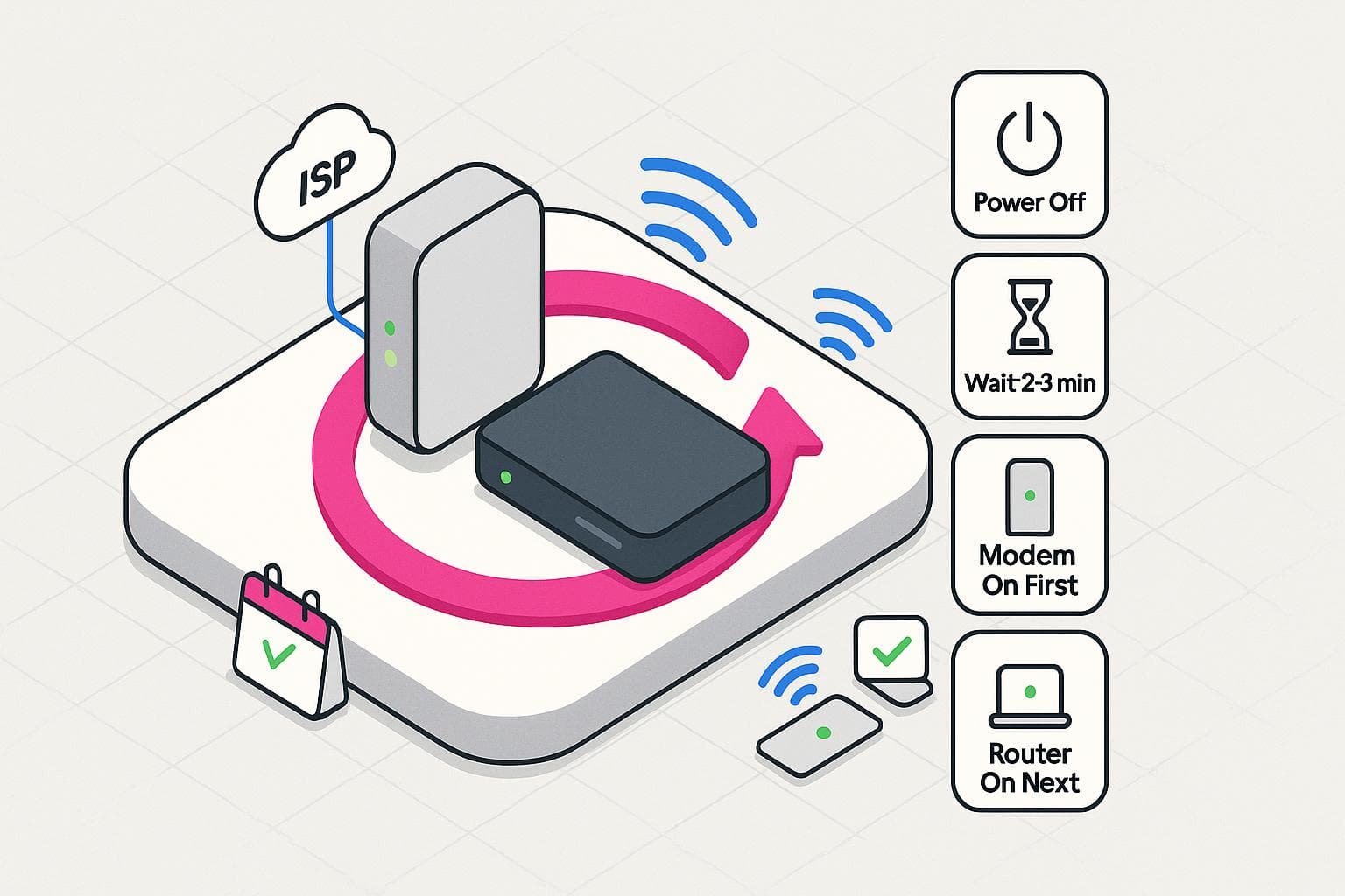 Diagram showing a router reset.