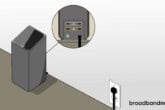 A graphic that depicts an Xfinity Gateway plugged into a wall outlet.