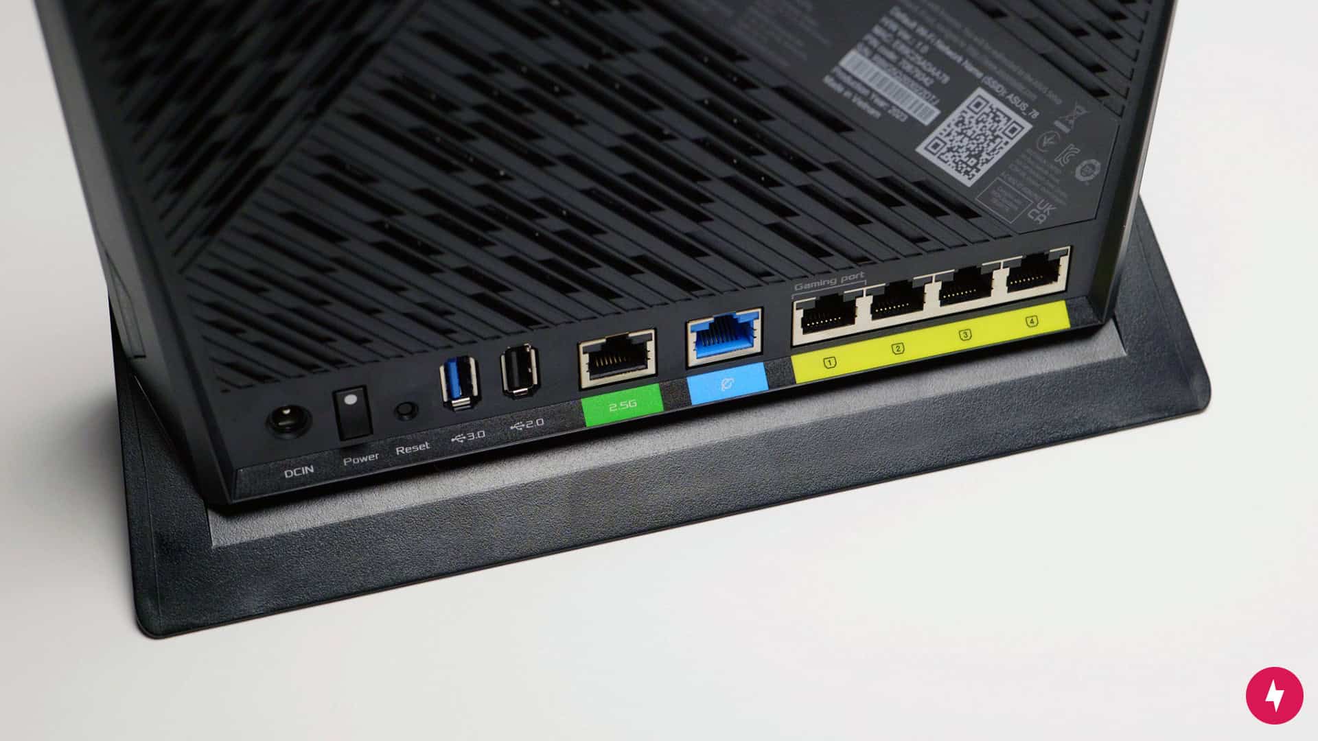 Ports on the back of the Asus RT-AX86U Pro router.