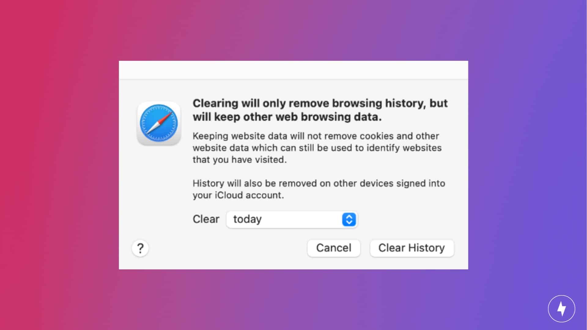 A screenshot of deleting browsing history on Safari