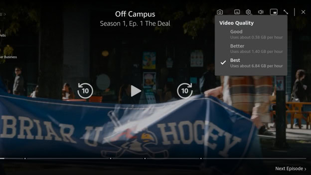A screenshot of Prime Video's settings for video quality.