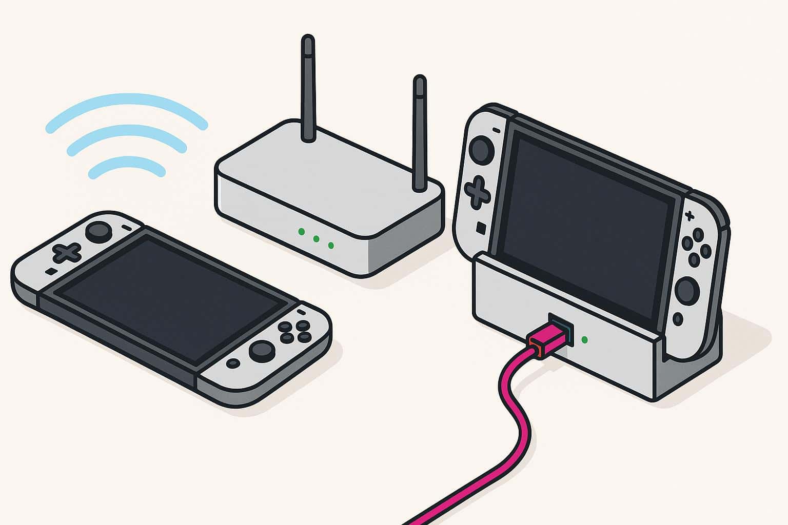 A wireless connection is a must for gaming without the Switch Dock, but a docked Switch will be faster if you connect it using an Ethernet cable.