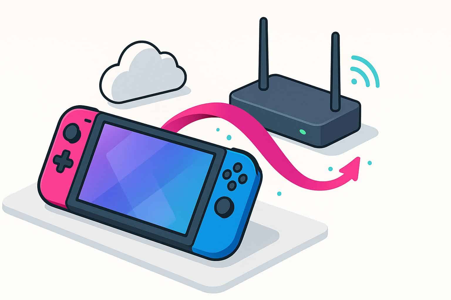 A Nintendo Switch and an internet router