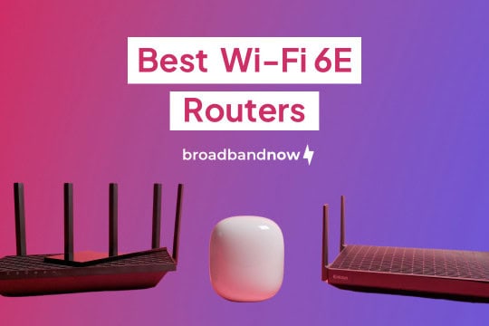 The TP-Link Archer AXE75, Google Nest Wifi Pro and Linksys Hydra Pro 6E against a gradient background.
