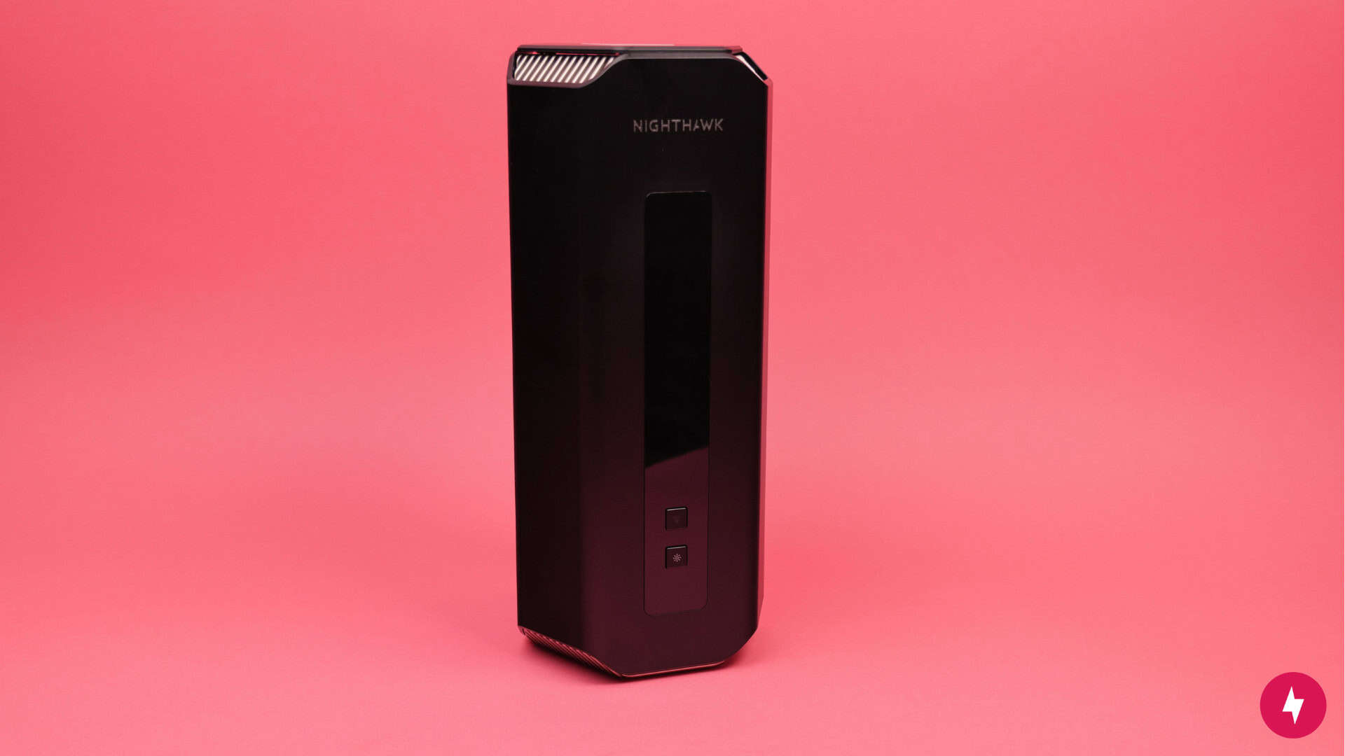 The Netgear Nighthawk RS700S against a red backdrop.