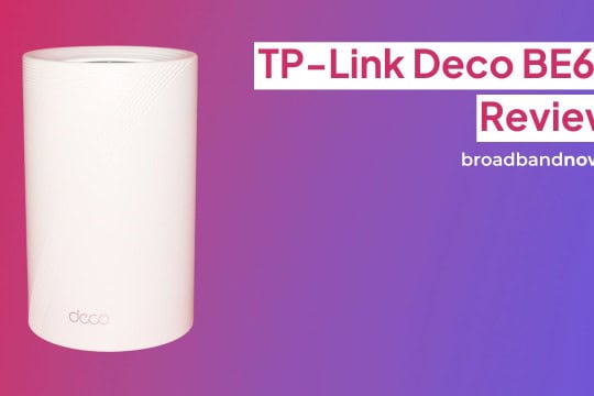 TP-Link Deco BE63 against a gradient backdrop.