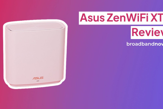 Asus ZenWiFi XT9 against a gradient background.