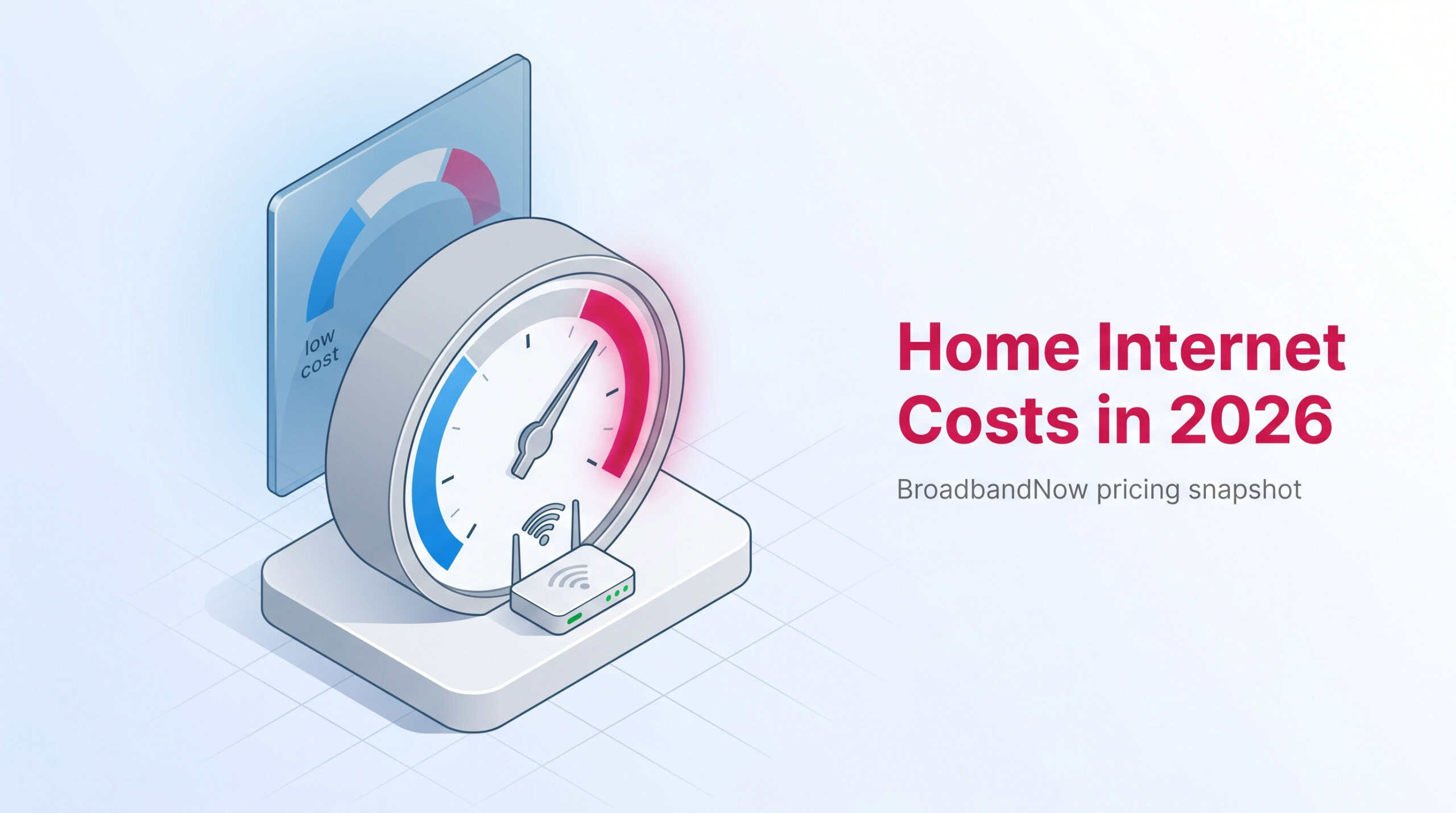 Isometric view of internet bill gauge illustrating average monthly home internet costs.