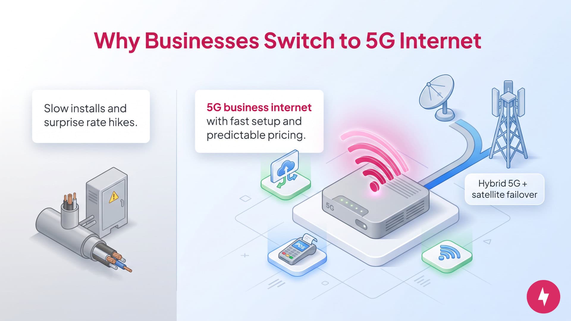 Graphic showing the reasons why people are switching to 5G business internet