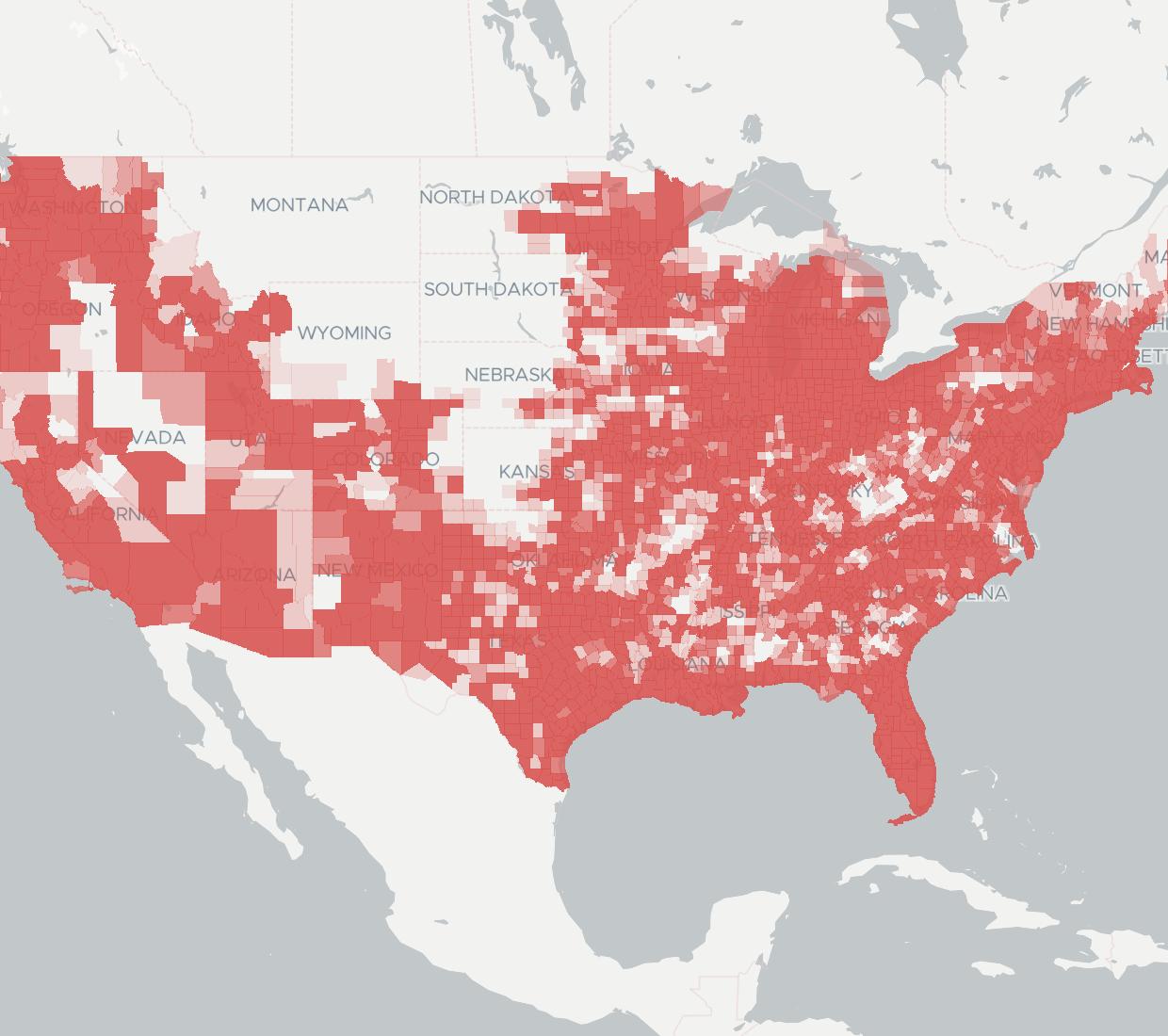 T-Mobile Availability Map. Click for interactive map.