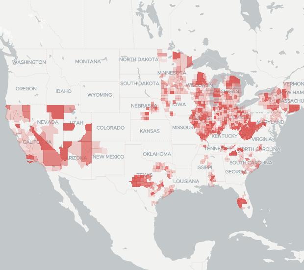 Frontier Availability Map. Click for interactive map.