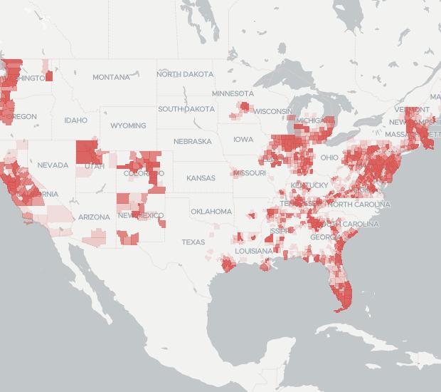 Xfinity Availability Map. Click for interactive map.